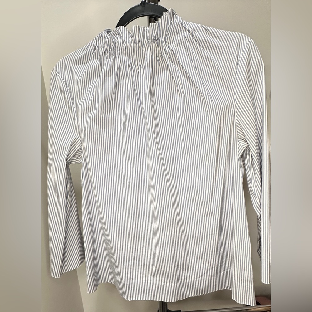 Halogen Blue and White Striped Blouse Cotton Blend